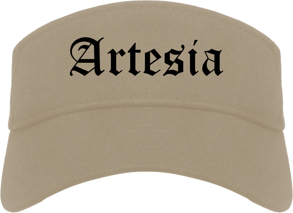 Artesia New Mexico NM Old English Mens Visor Cap Hat Khaki