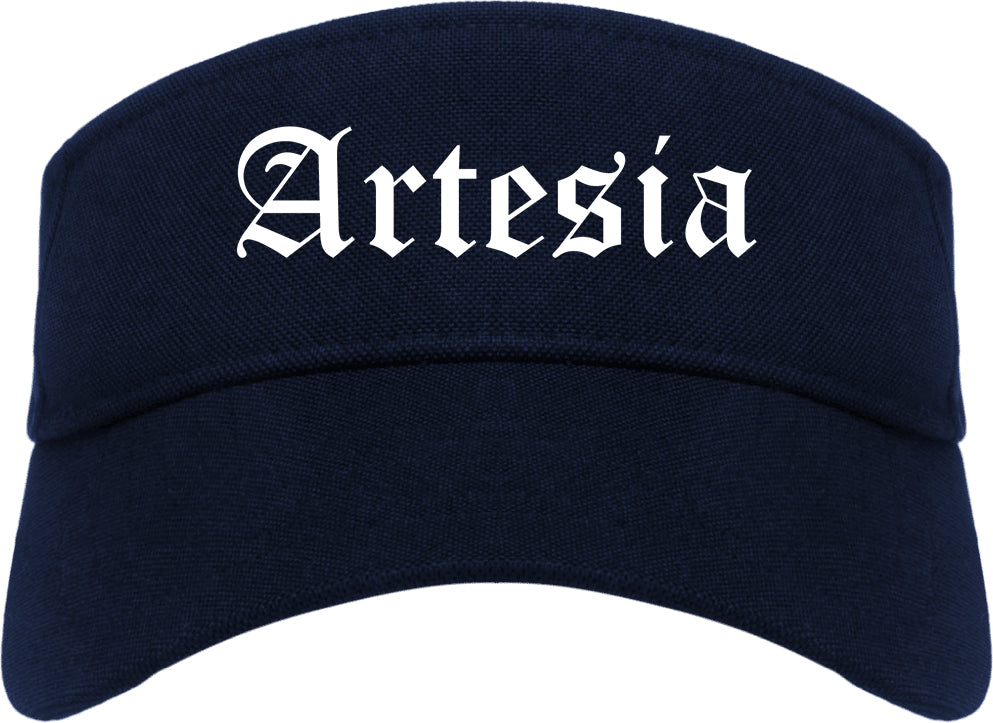 Artesia New Mexico NM Old English Mens Visor Cap Hat Navy Blue