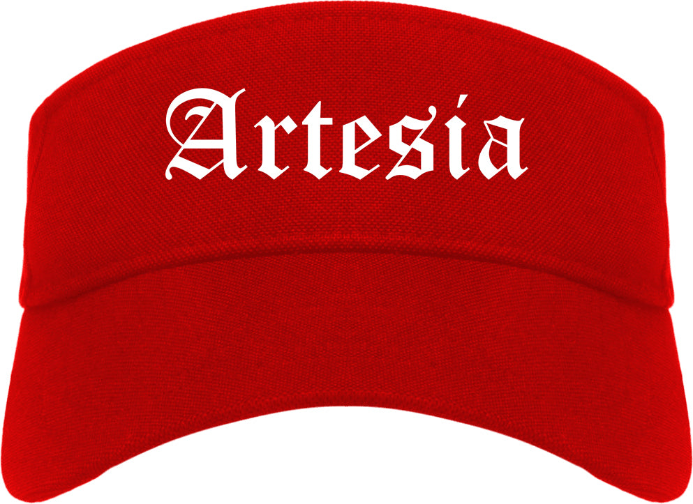 Artesia New Mexico NM Old English Mens Visor Cap Hat Red