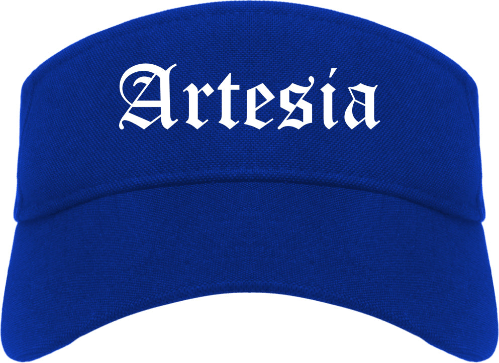 Artesia New Mexico NM Old English Mens Visor Cap Hat Royal Blue