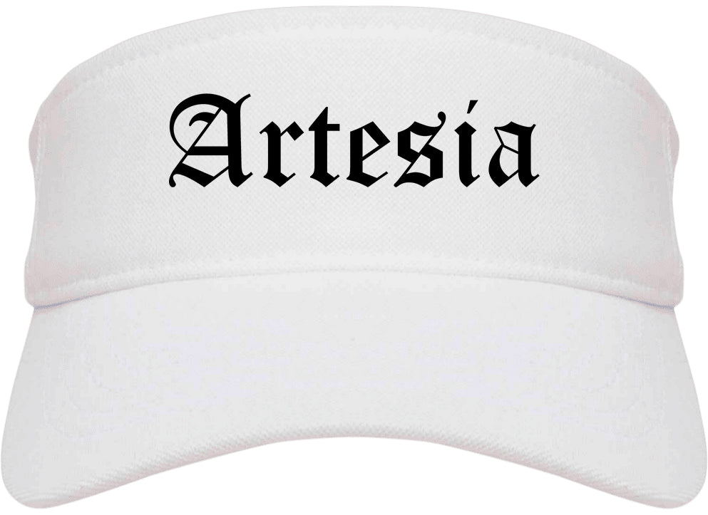 Artesia New Mexico NM Old English Mens Visor Cap Hat White