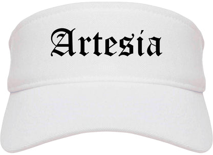 Artesia New Mexico NM Old English Mens Visor Cap Hat White