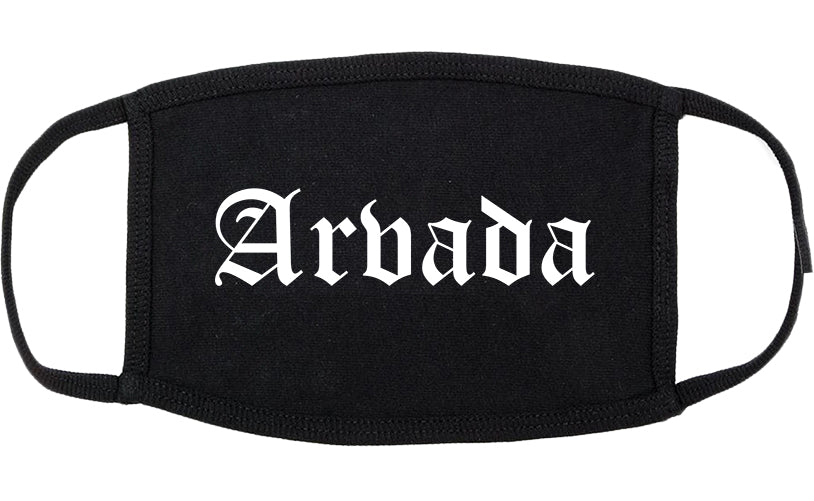 Arvada Colorado CO Old English Cotton Face Mask Black