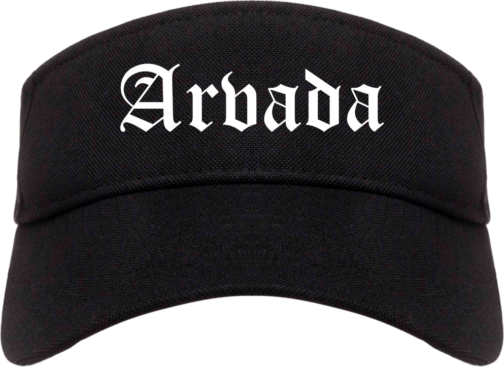 Arvada Colorado CO Old English Mens Visor Cap Hat Black