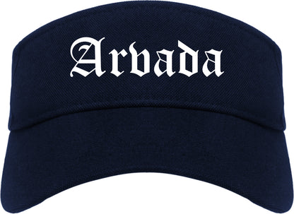 Arvada Colorado CO Old English Mens Visor Cap Hat Navy Blue