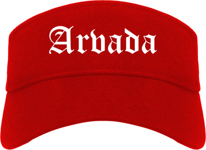 Arvada Colorado CO Old English Mens Visor Cap Hat Red
