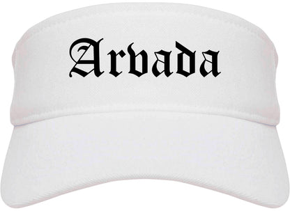 Arvada Colorado CO Old English Mens Visor Cap Hat White