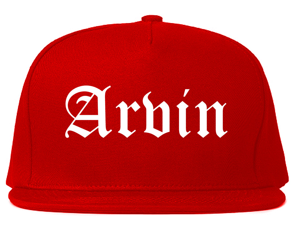 Arvin California CA Old English Mens Snapback Hat Red