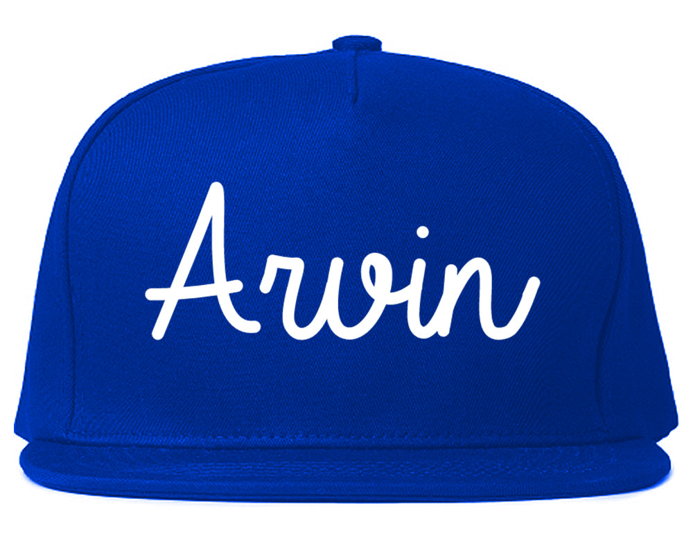 Arvin California CA Script Mens Snapback Hat Royal Blue