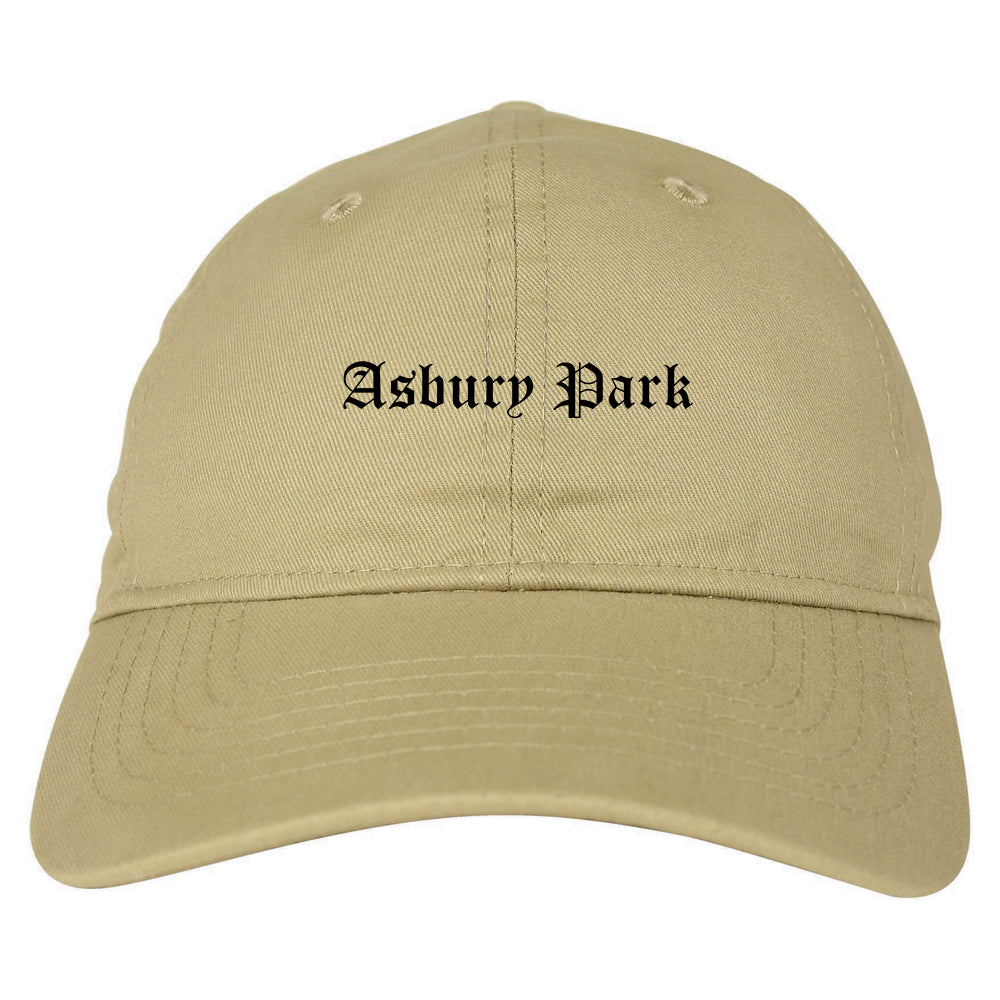 Asbury Park New Jersey NJ Old English Mens Dad Hat Baseball Cap Tan