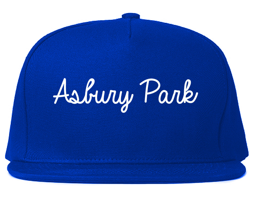 Asbury Park New Jersey NJ Script Mens Snapback Hat Royal Blue