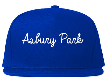 Asbury Park New Jersey NJ Script Mens Snapback Hat Royal Blue