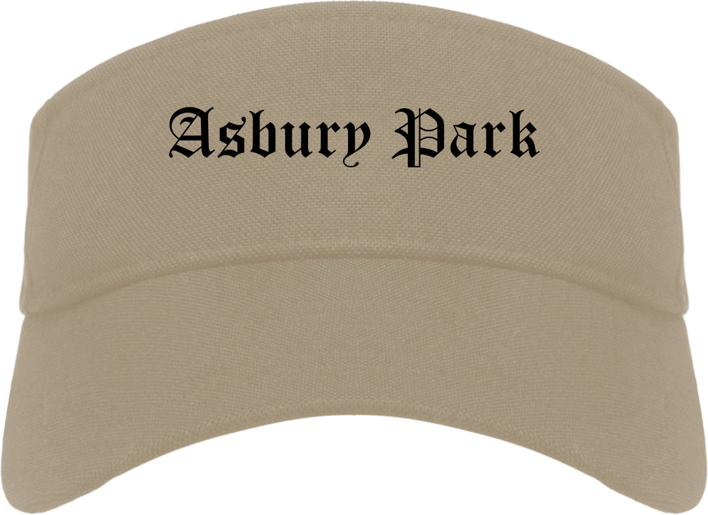 Asbury Park New Jersey NJ Old English Mens Visor Cap Hat Khaki