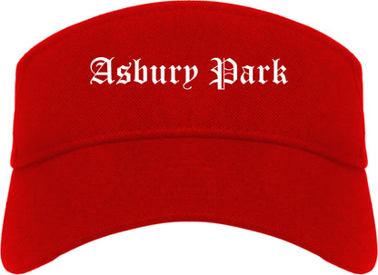 Asbury Park New Jersey NJ Old English Mens Visor Cap Hat Red