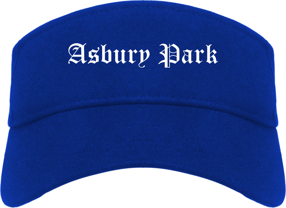 Asbury Park New Jersey NJ Old English Mens Visor Cap Hat Royal Blue