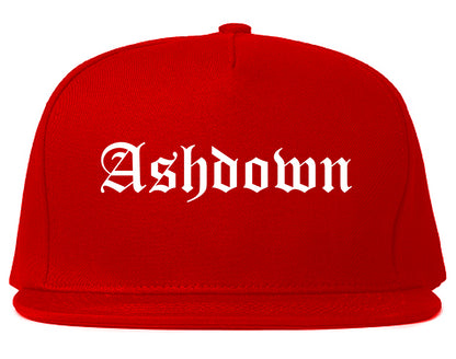 Ashdown Arkansas AR Old English Mens Snapback Hat Red