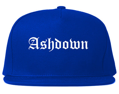 Ashdown Arkansas AR Old English Mens Snapback Hat Royal Blue
