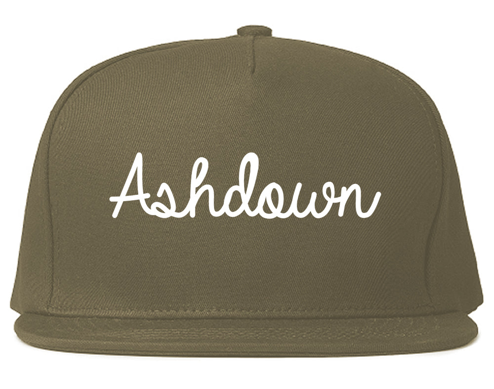Ashdown Arkansas AR Script Mens Snapback Hat Grey