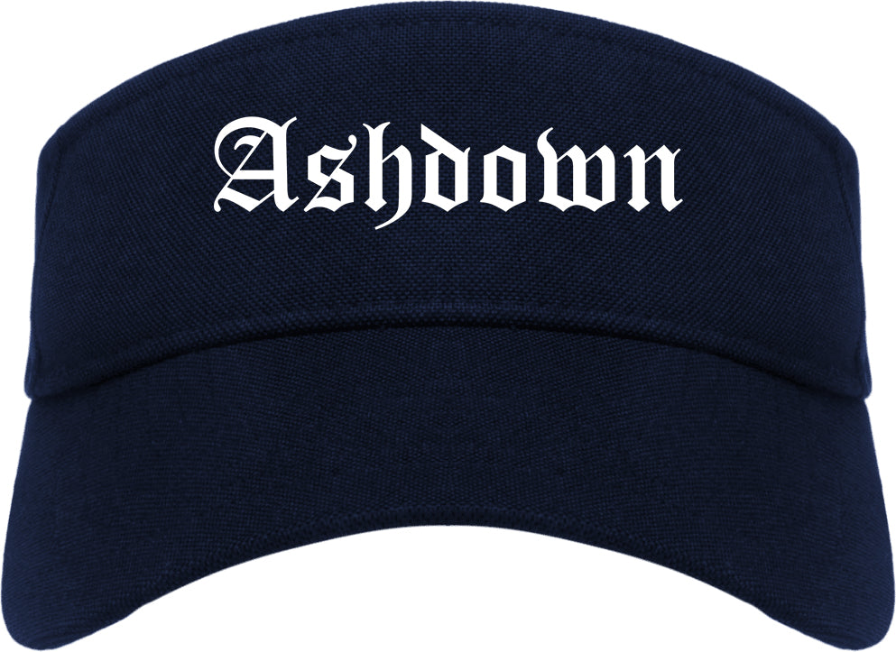 Ashdown Arkansas AR Old English Mens Visor Cap Hat Navy Blue