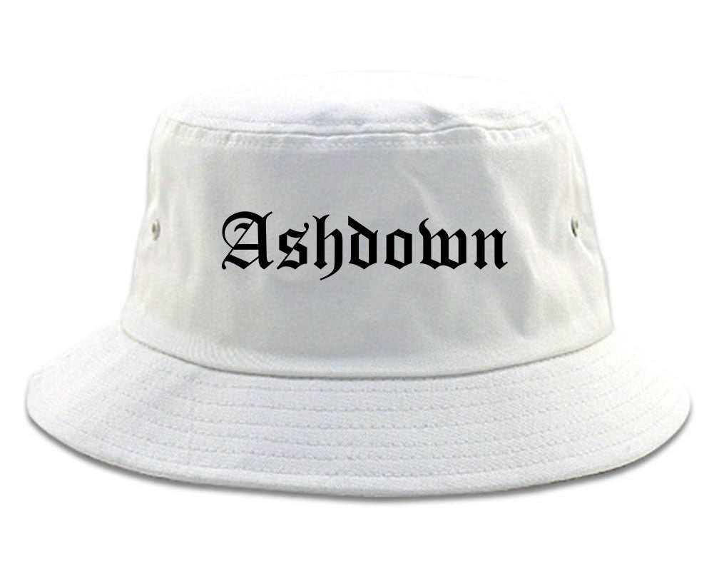 Ashdown Arkansas AR Old English Mens Bucket Hat White