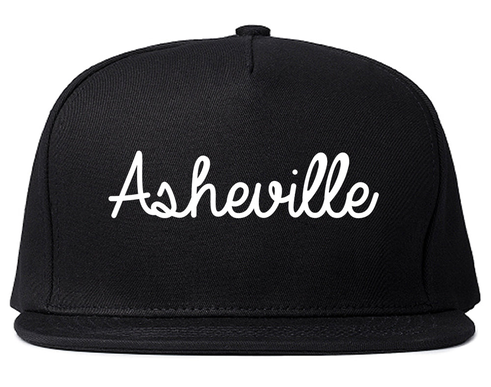 Asheville North Carolina NC Script Mens Snapback Hat Black