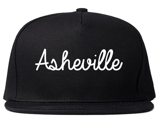 Asheville North Carolina NC Script Mens Snapback Hat Black