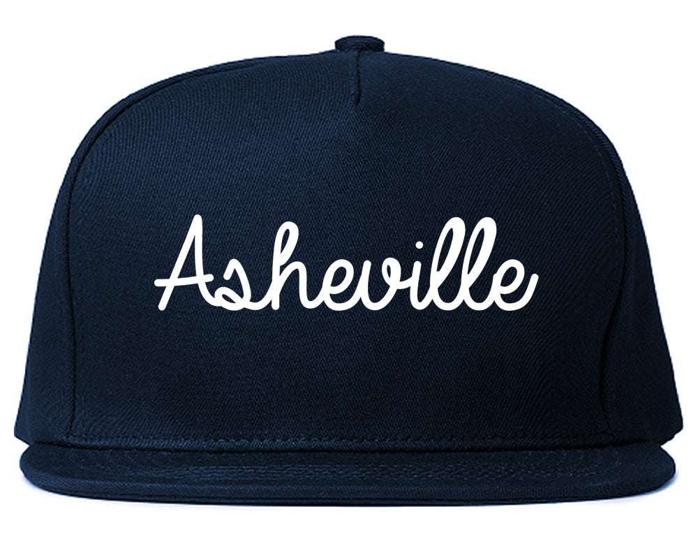 Asheville North Carolina NC Script Mens Snapback Hat Navy Blue