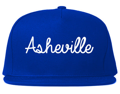 Asheville North Carolina NC Script Mens Snapback Hat Royal Blue