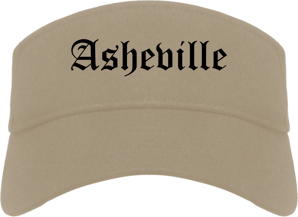 Asheville North Carolina NC Old English Mens Visor Cap Hat Khaki