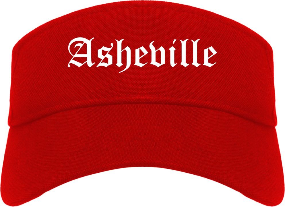 Asheville North Carolina NC Old English Mens Visor Cap Hat Red
