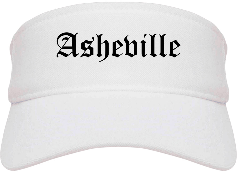 Asheville North Carolina NC Old English Mens Visor Cap Hat White