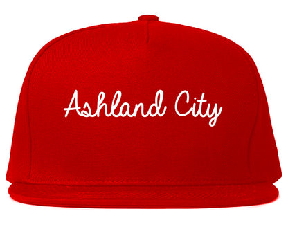 Ashland City Tennessee TN Script Mens Snapback Hat Red