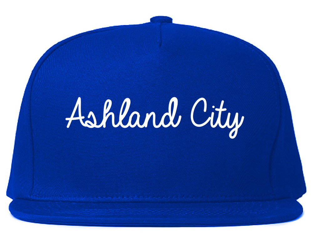 Ashland City Tennessee TN Script Mens Snapback Hat Royal Blue