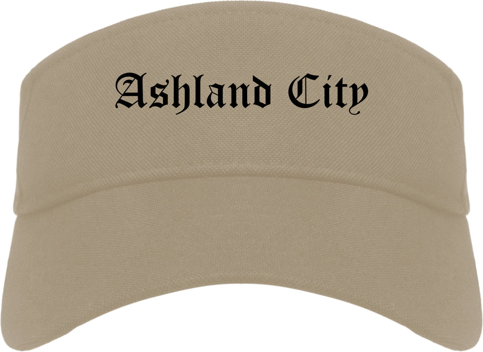 Ashland City Tennessee TN Old English Mens Visor Cap Hat Khaki