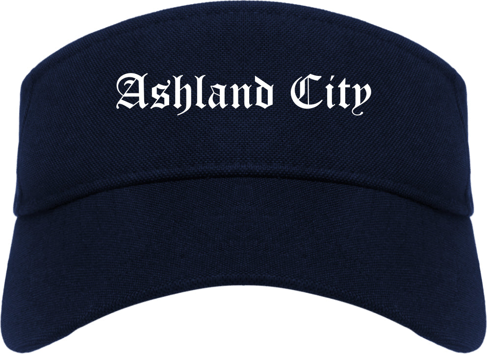 Ashland City Tennessee TN Old English Mens Visor Cap Hat Navy Blue
