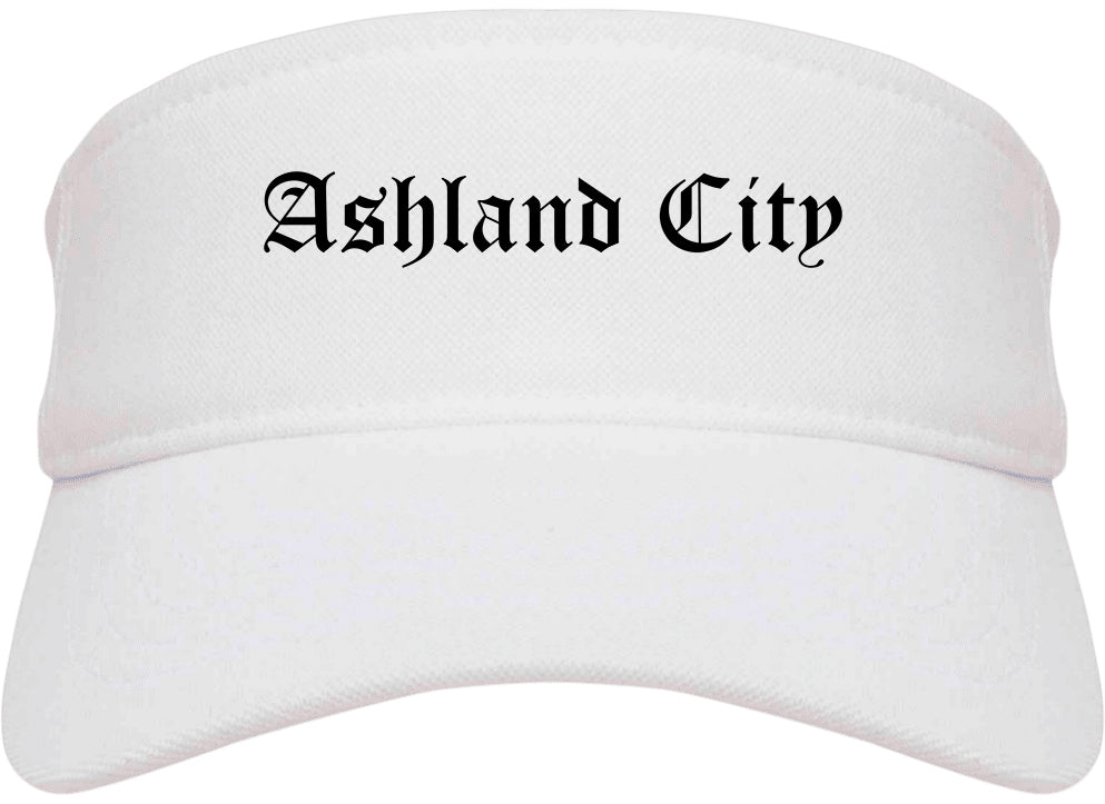 Ashland City Tennessee TN Old English Mens Visor Cap Hat White