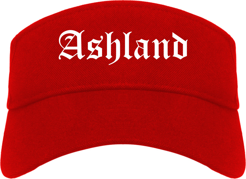 Ashland Kentucky KY Old English Mens Visor Cap Hat Red