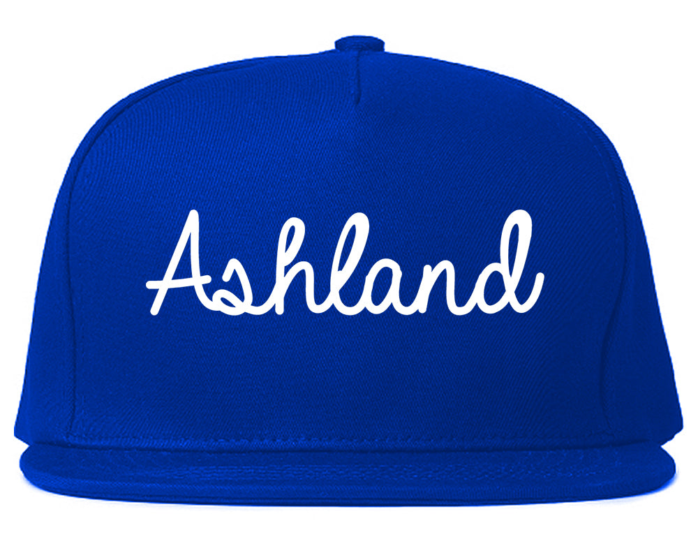 Ashland Ohio OH Script Mens Snapback Hat Royal Blue