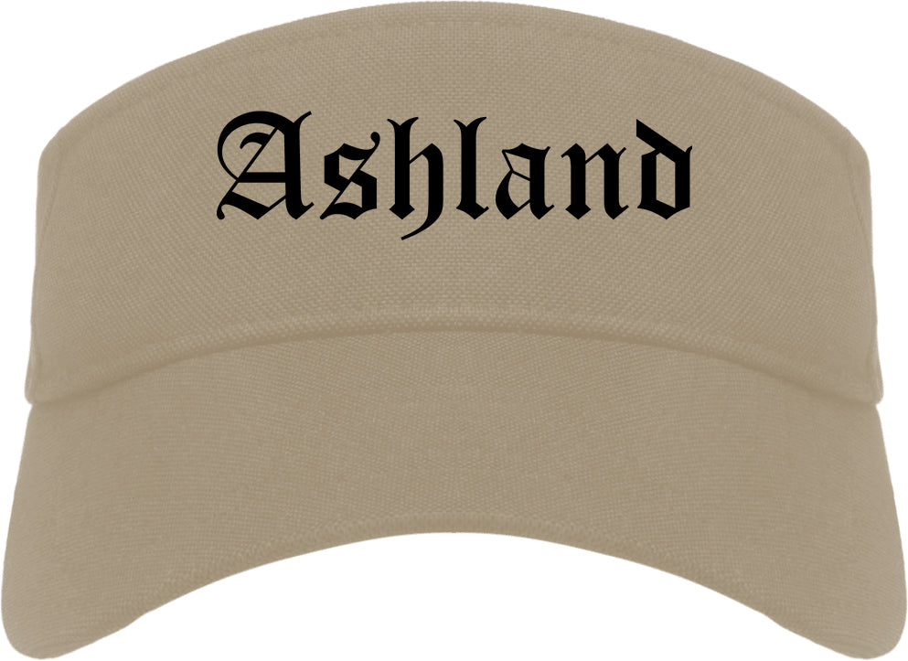 Ashland Ohio OH Old English Mens Visor Cap Hat Khaki