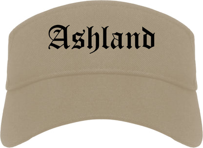 Ashland Ohio OH Old English Mens Visor Cap Hat Khaki