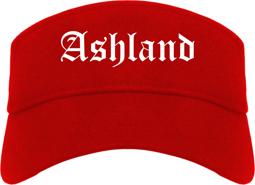 Ashland Ohio OH Old English Mens Visor Cap Hat Red