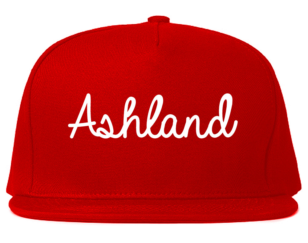 Ashland Oregon OR Script Mens Snapback Hat Red