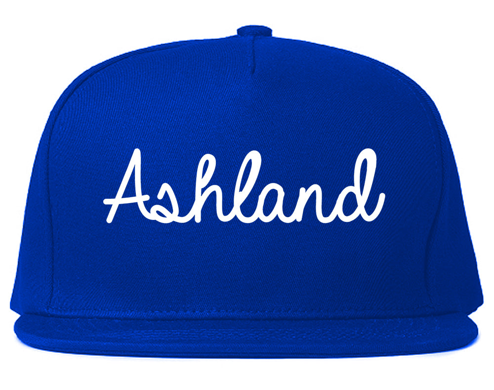 Ashland Oregon OR Script Mens Snapback Hat Royal Blue