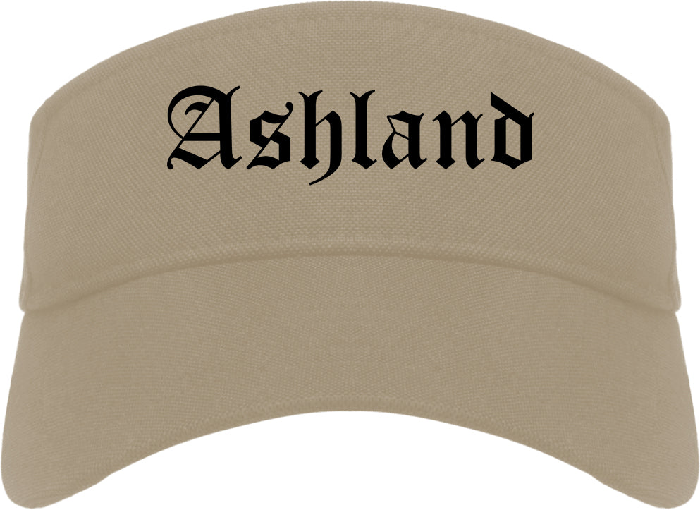 Ashland Oregon OR Old English Mens Visor Cap Hat Khaki