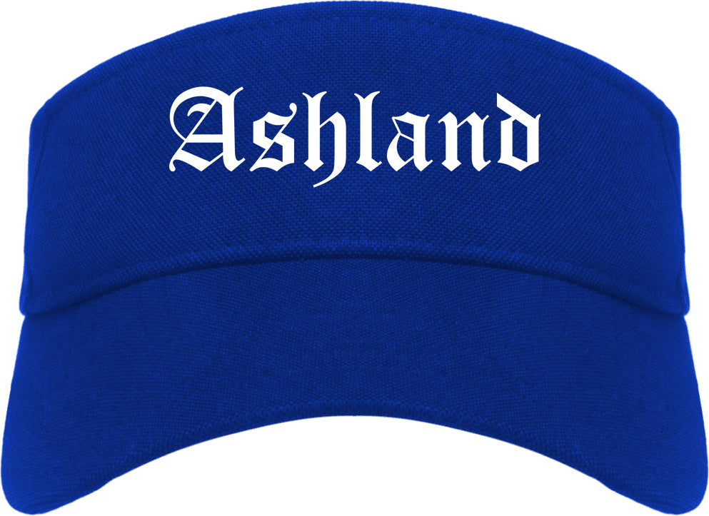 Ashland Oregon OR Old English Mens Visor Cap Hat Royal Blue