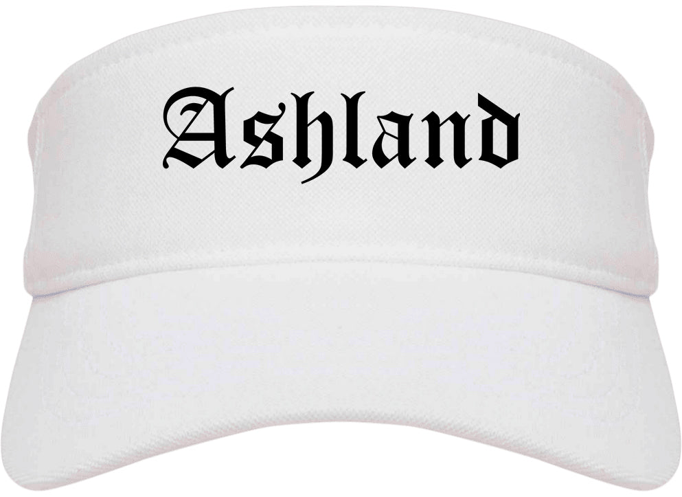 Ashland Oregon OR Old English Mens Visor Cap Hat White