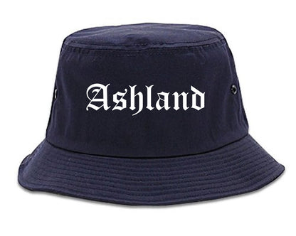Ashland Virginia VA Old English Mens Bucket Hat Navy Blue