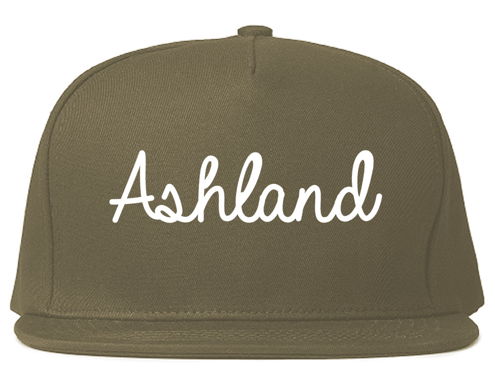 Ashland Virginia VA Script Mens Snapback Hat Grey