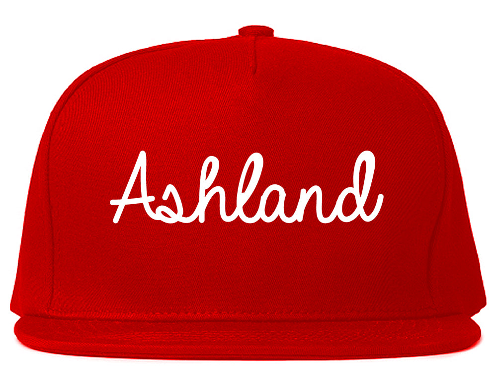 Ashland Virginia VA Script Mens Snapback Hat Red