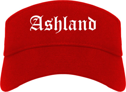 Ashland Virginia VA Old English Mens Visor Cap Hat Red